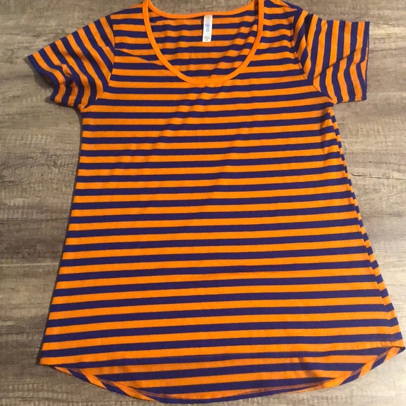 LuLaRoe Tops - Orange and blue striped classic tee
